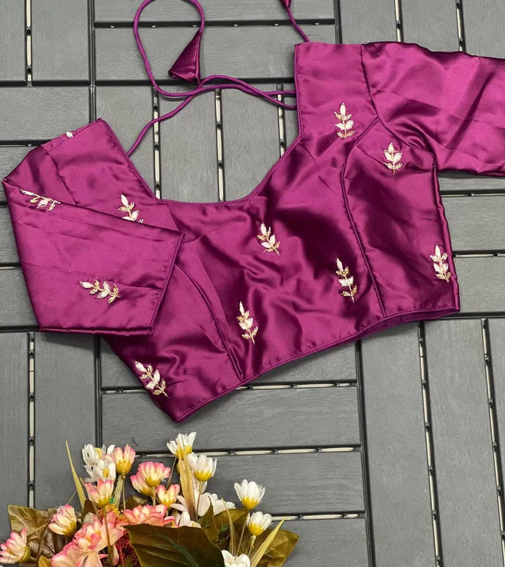 Women's Wine Colour Pure Silk Readymade Blouse Soft Modal Blouse