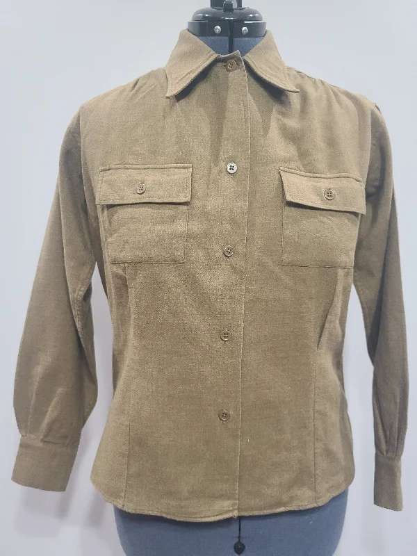 Women's Wool OD Blouse (38) <br> (B-45" W-40") Drape Neck Blouse