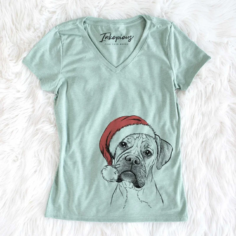 Santa Reuby the Boxer - Women's V-neck Shirt-- Layered Multi-layer Single Layer