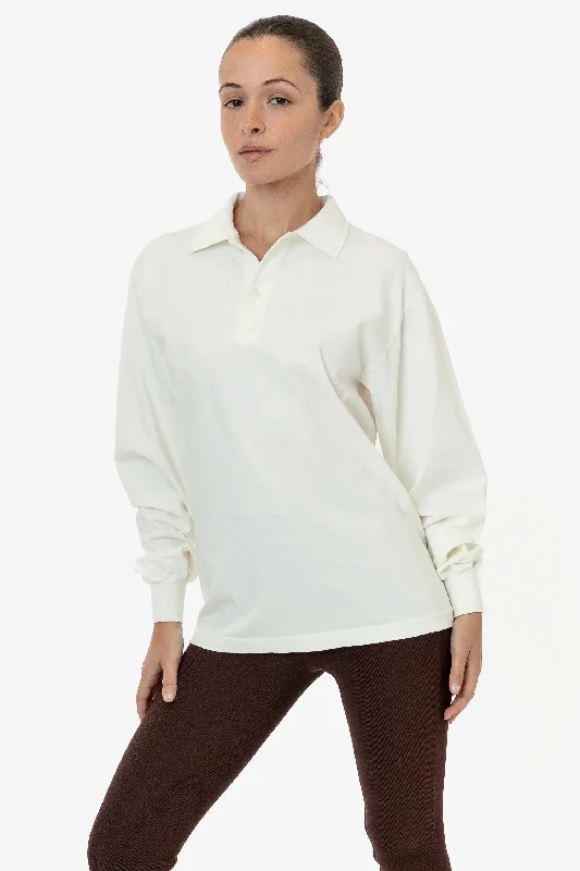18417GD Unisex - 18/1 Long Sleeve Polo T-Shirt-- Collared Crew Neck Turtle Neck