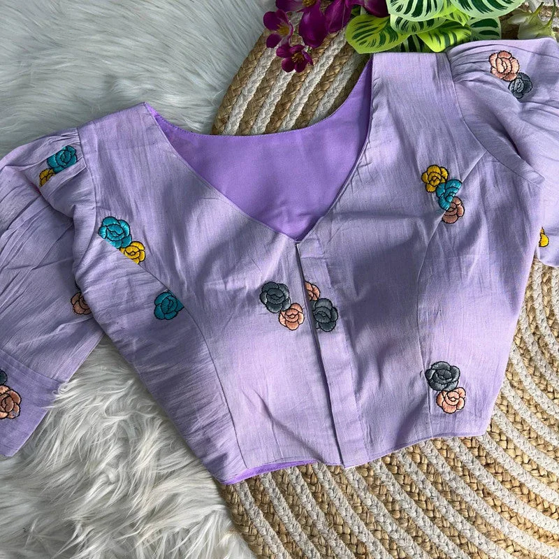 Women's Lavender Colour Khadi Cotton Readymade Blouse Sleeveless Summer Blouse