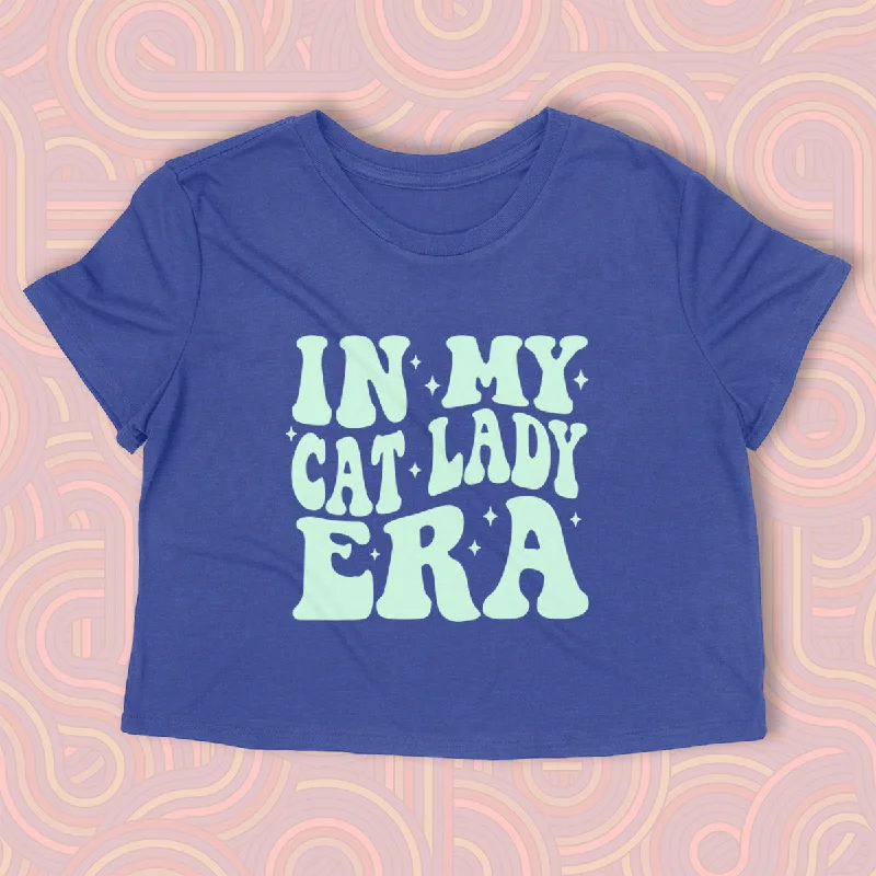 IN MY CAT LADY ERA  Women's crop shirt-- Welt Pockets Slit Pockets Flap Pockets