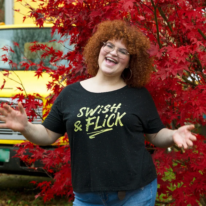 SWISH & FLICK Women's Slouchy Shirt-- Fitted T-Shirt Seamless Stretchy