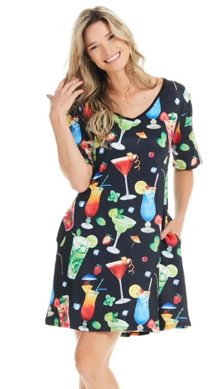Cocktail Print T-Shirt Dress. Style GITMILAN-C466B-- Mesh Blend Leather Blend Suede Blend Cocktail Print T-Shirt Dress. Style GITMILAN-C466B-- Mesh Blend Leather Blend Suede Blend