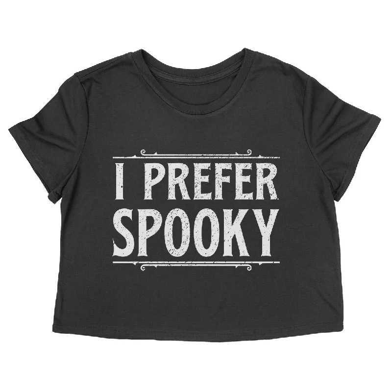 I PREFER SPOOKY Women's crop shirt-- Chenille Brocade Lace