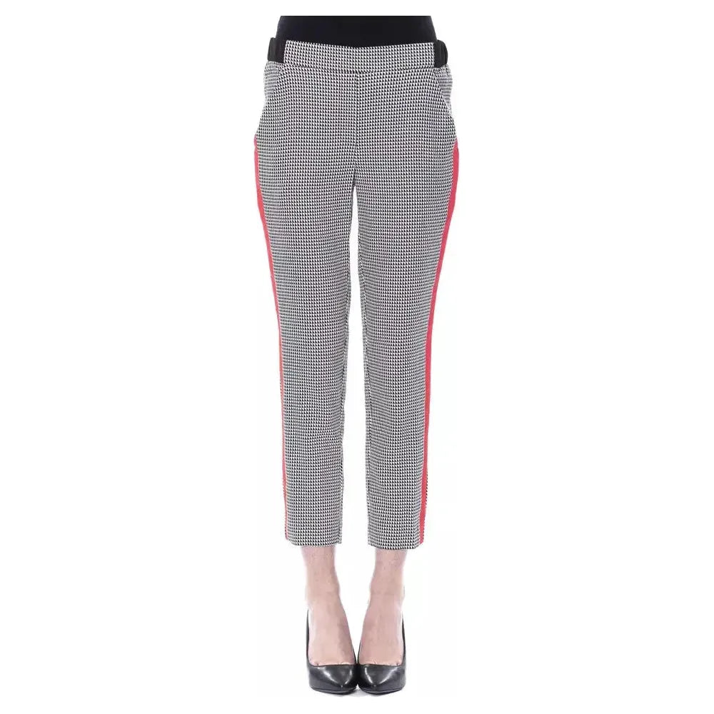 BYBLOS Black Viscose Women Pants Trendy Wide-Legged Trousers