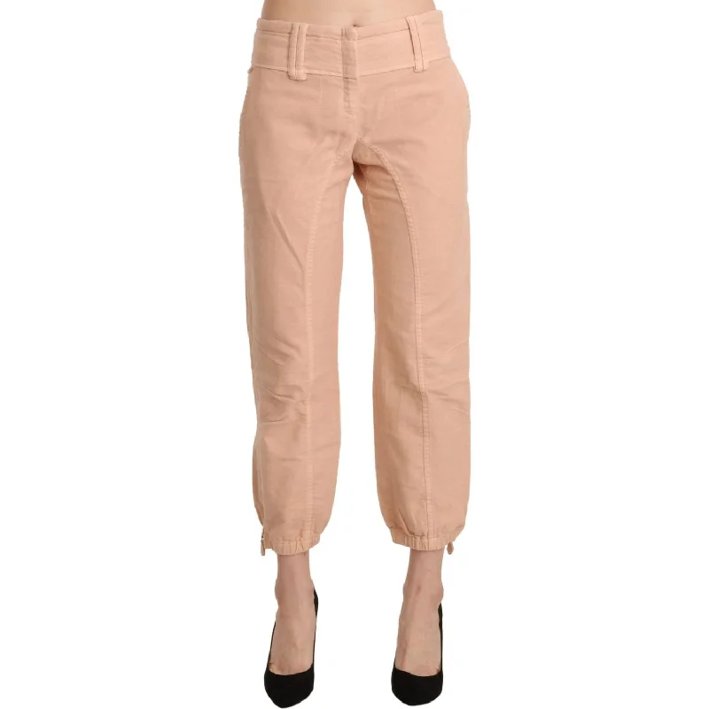 Ermanno Scervino Chic Beige Cropped Cotton Pants Fashionable Tapered Leg Pants