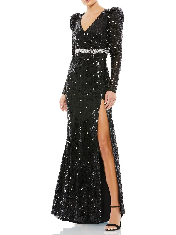 Womens Sequined Long Evening Dress Tunics Versatile stylish