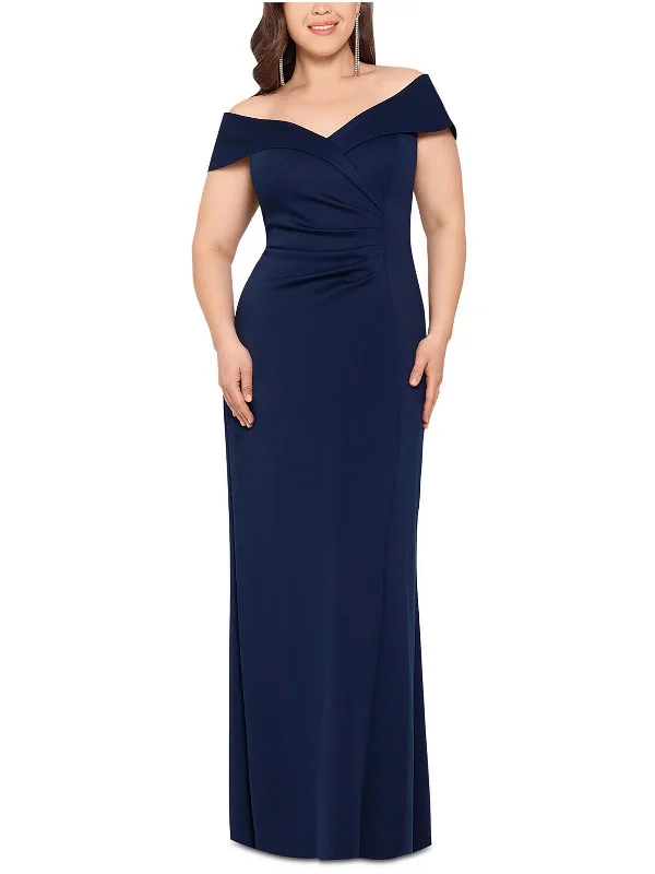 Plus Womens Ruched Long Evening Dress Tunics Vintage classic