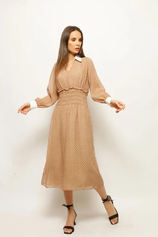 EBLISA POLKA DOTS MIDI LONG DRESS Tunics Chic fashionable