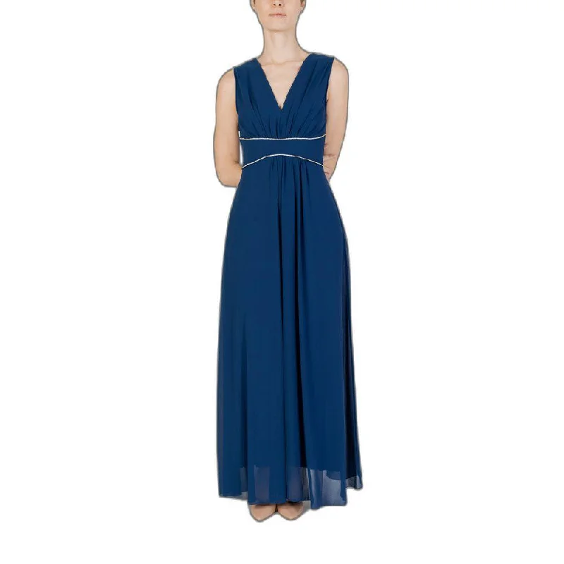 Rinascimento Blue Polyester Dress Tunics Evening elegant