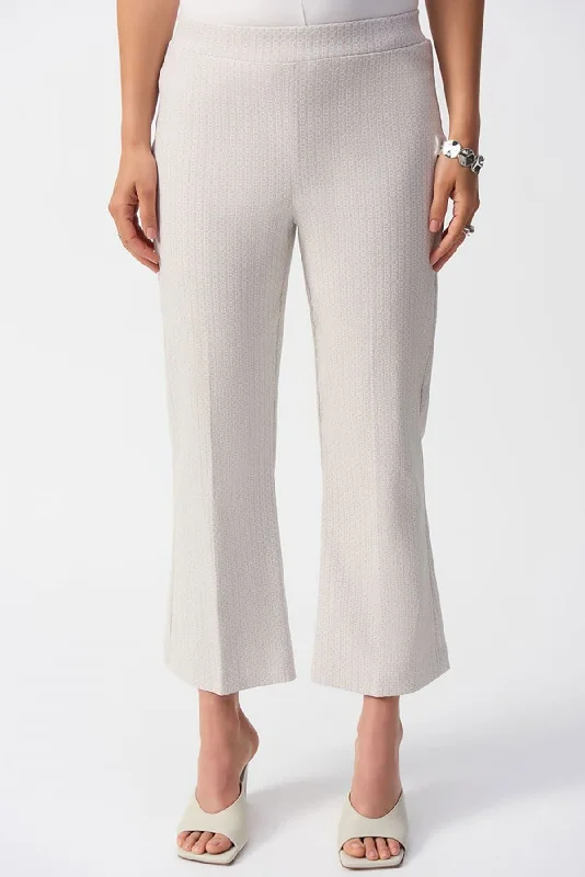 Geometric Jacquard Flared Pull-on Pants Chic Wool Trousers