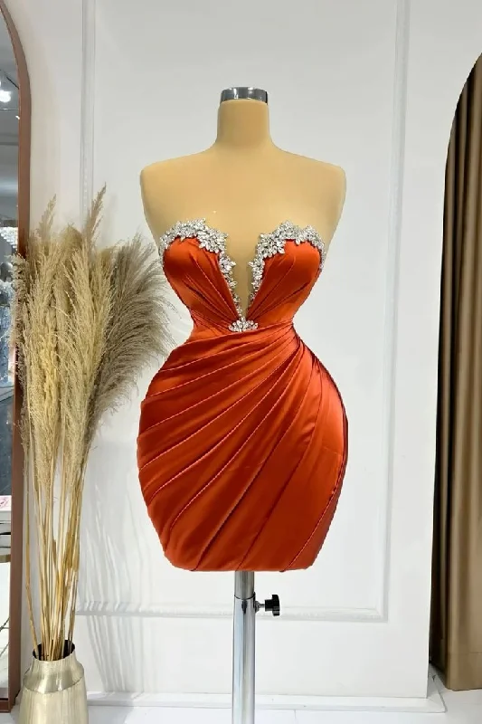 Orange Fashion Elegant Exquisite Beading Short Sexy Satin Ball Gown Evening Dress Party Dress gh3425 Tunics Favorite customer