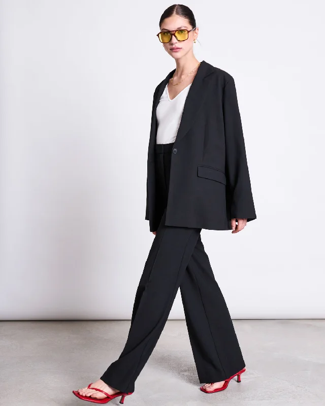 VISCOSE WIDE PANTS CORALIE BLACK Relaxed Lounge Trousers