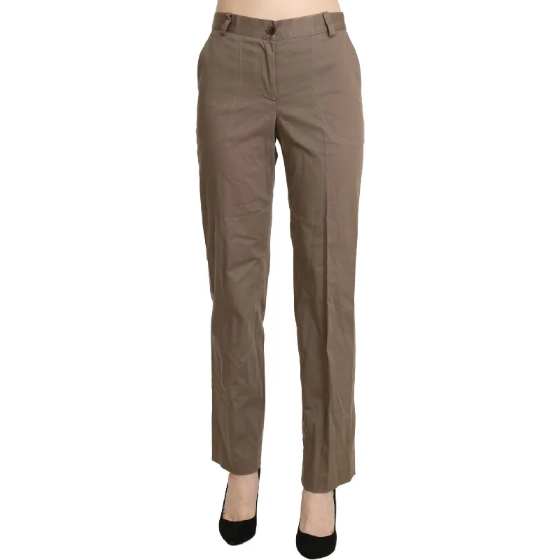 BENCIVENGA Elegant High Waist Straight Pants in Brown Trendy Work Pants
