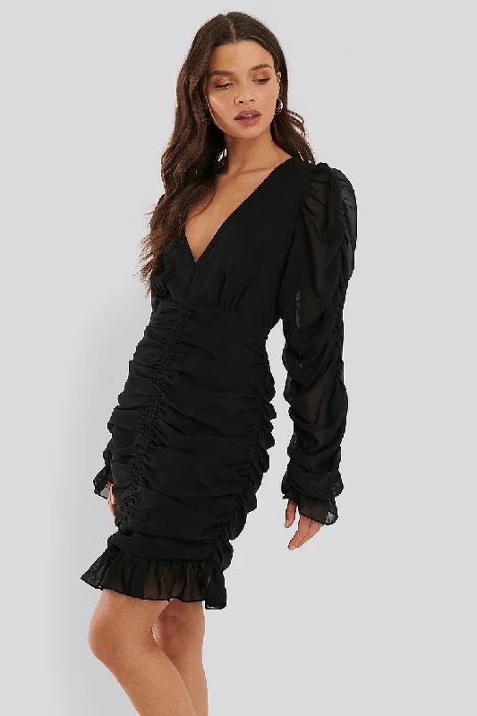 Mini Gathered Sheer Dress Tunics Floral girly