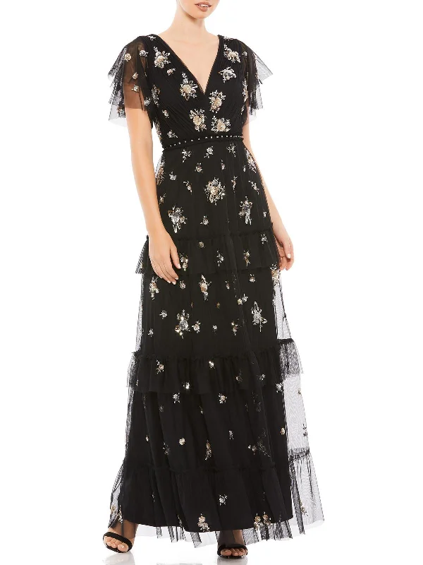 Womens Sequined Long Evening Dress Tunics Summer linen