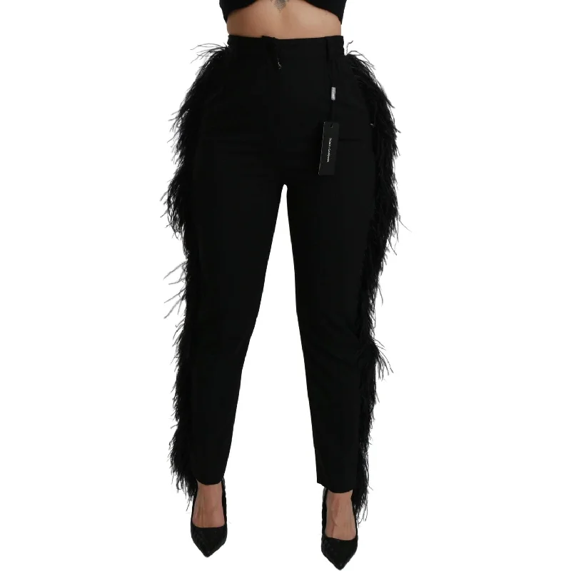 Dolce & Gabbana Elegant High Waist Wool Blend Pants Casual Sweatpants Style