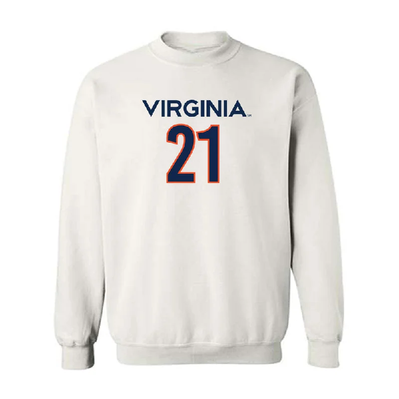 Virginia - NCAA Women's Basketball : Kymora Johnson - Crewneck Sweatshirt Replica Shersey Hoodie with Distressed Vintage Worn Virginia - NCAA Women's Basketball : Kymora Johnson - Crewneck Sweatshirt Replica Shersey Hoodie with Distressed Vintage Worn