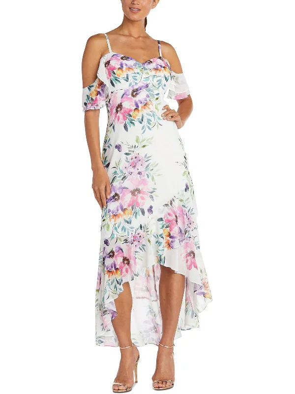 Womens Floral Hi-Low Evening Dress Tunics Fashionable chic