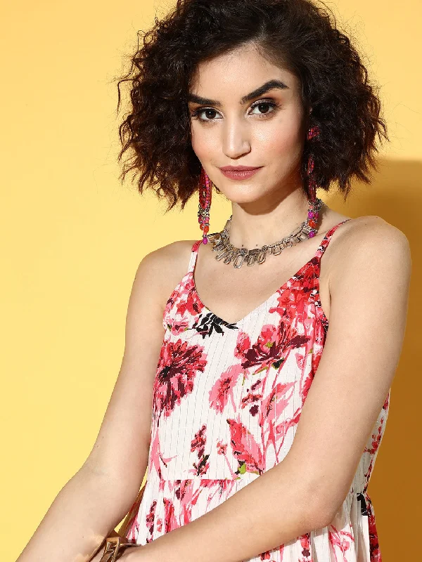 White & Pink Floral Printed Dress Tunics Review highly