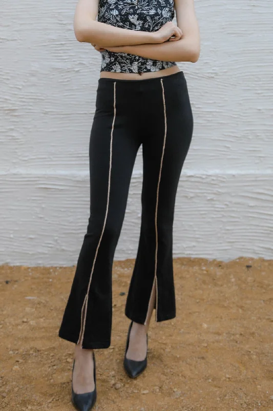 Gold Tipped Slit Pants Slim Fit Casual Pants