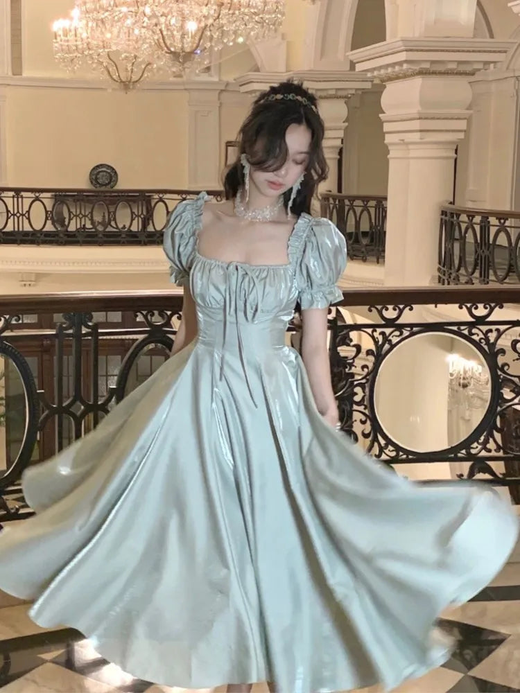 Cinessd Christmas Gift Outfit  Elegant French White Wedding Party Dress Women Vintage Burgundy Romantic Prom Vestidos Summer Korean A-line Graduation Dresses Tunics Designer luxury