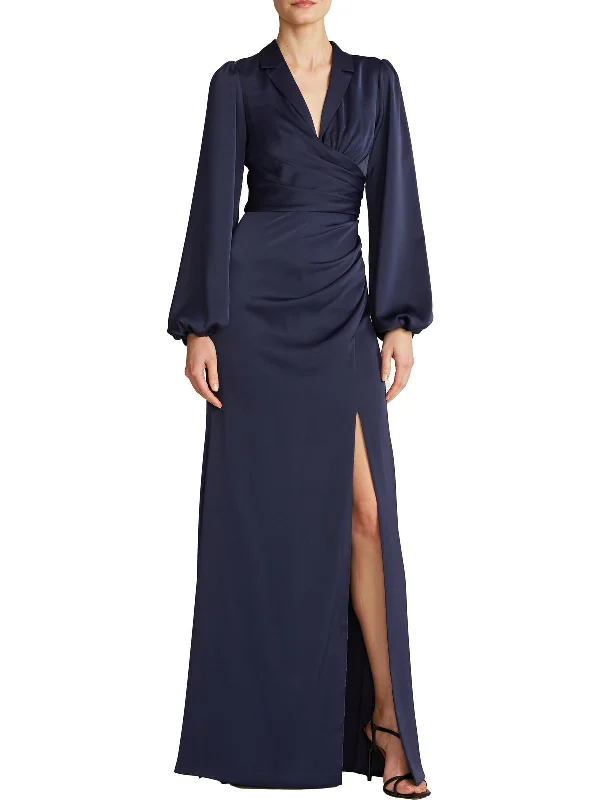 Womens Bishop Sleeve Maxi Evening Dress Tunics Travel practical