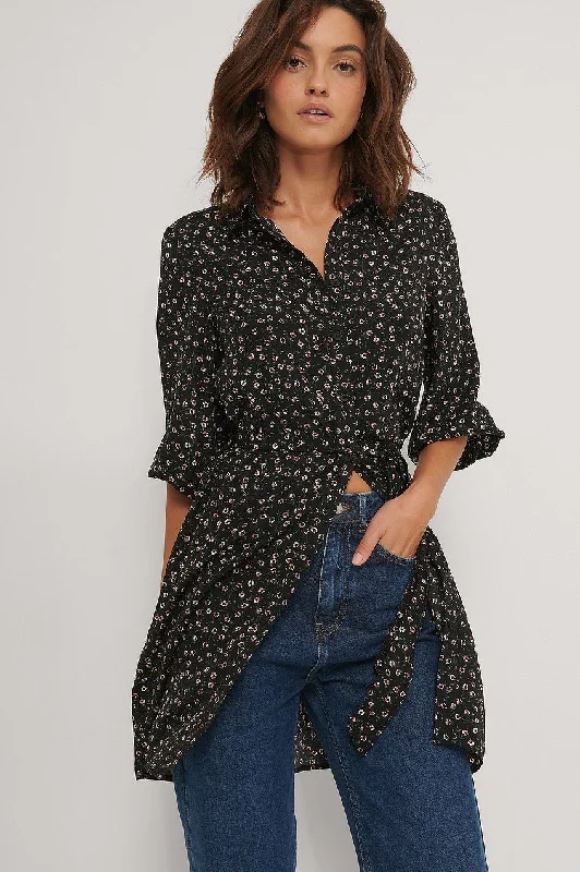 Belted Flower Dress Tunics Sophisticated sleek