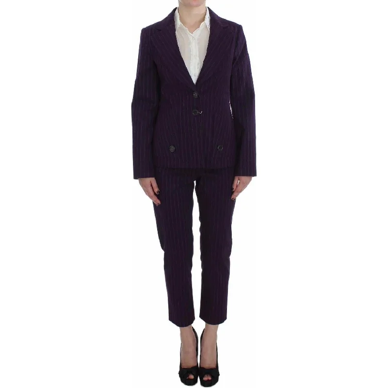 BENCIVENGA Elegant Striped Pant & Blazer Suit Stylish Slim Trousers