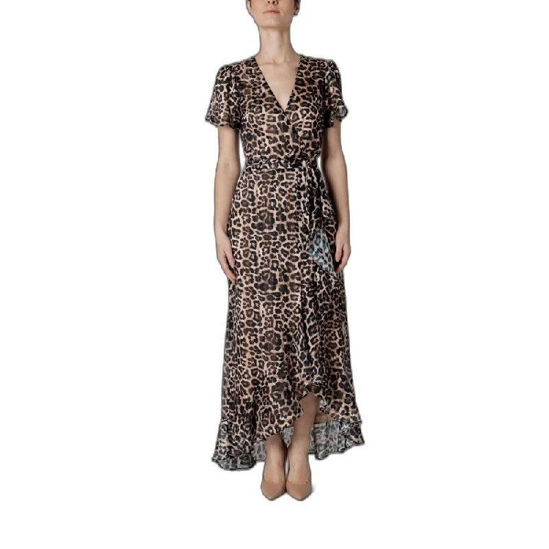 Guess Brown Polyester Dress Boat Neckline Classic