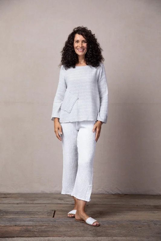 Seaside Holiday Print Crop Pant Elegant High-Waist Pants