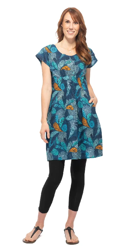 Olivia Dress - blue feather - organic cotton Tunics Practical easy-care