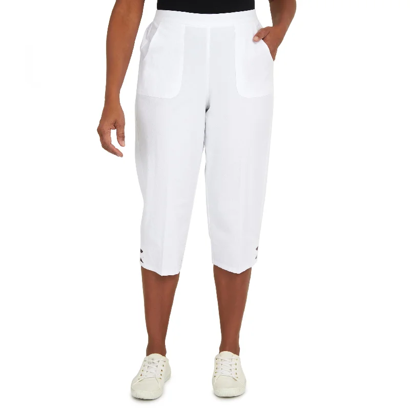 Tropic Zone Capri Pants With Lattice Trim Classic Pleated Pants
