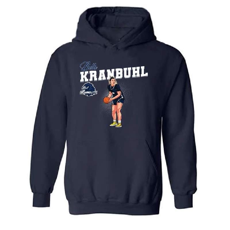 Monmouth - NCAA Women's Basketball : Belle Kranbuhl - Caricature Hooded Sweatshirt Hoodie with Illustration Artistic Creative Monmouth - NCAA Women's Basketball : Belle Kranbuhl - Caricature Hooded Sweatshirt Hoodie with Illustration Artistic Creative