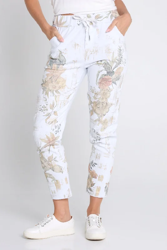Ridley Pants - White Floral Stylish Harem Pants