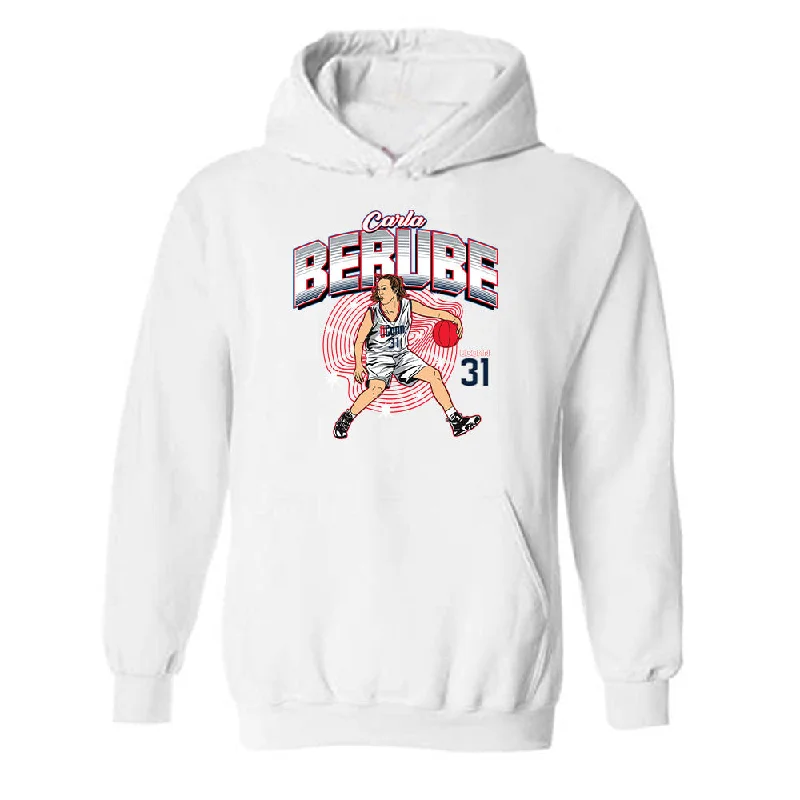 UConn - Women's Basketball Legends : Carla Berube - Hooded Sweatshirt Individual Caricature Hoodie with Mesh Breathable Sporty UConn - Women's Basketball Legends : Carla Berube - Hooded Sweatshirt Individual Caricature Hoodie with Mesh Breathable Sporty