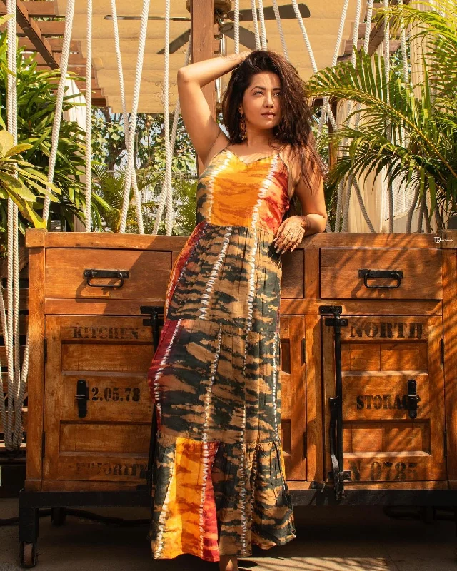 Mustard Tie and Dye Dress Tunics Trendy modern