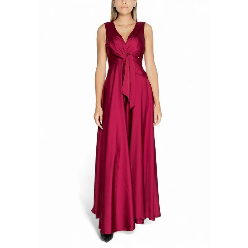 Rinascimento Bordeaux Polyester Dress Tunics Sophisticated sleek