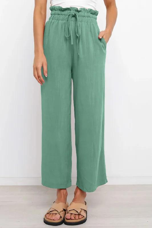 Drawstring Paperbag Waist Wide Leg Pants Casual Yoga Pants