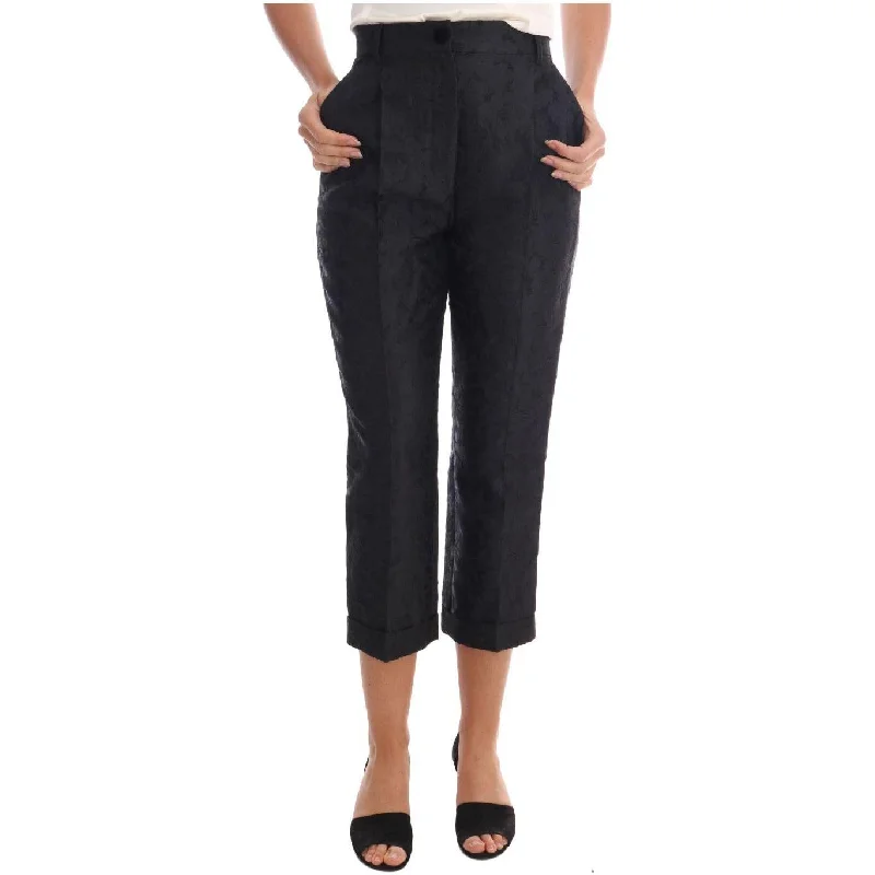 Dolce & Gabbana Elegant High Waist Capri Dress Pants Relaxed Lounge Trousers