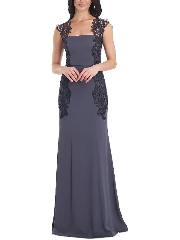 Womens Lace Trim Embroidered Evening Dress Tunics Essential wardrobe