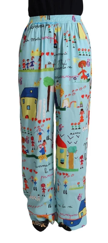Dolce & Gabbana Elegant Wide Leg Printed Pants Fashionable Work Pants