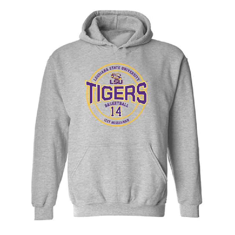 LSU - NCAA Women's Basketball : Izzy Besselman - Hooded Sweatshirt Classic Fashion Shersey Hoodie with Hem Detail Decorative Unique LSU - NCAA Women's Basketball : Izzy Besselman - Hooded Sweatshirt Classic Fashion Shersey Hoodie with Hem Detail Decorative Unique