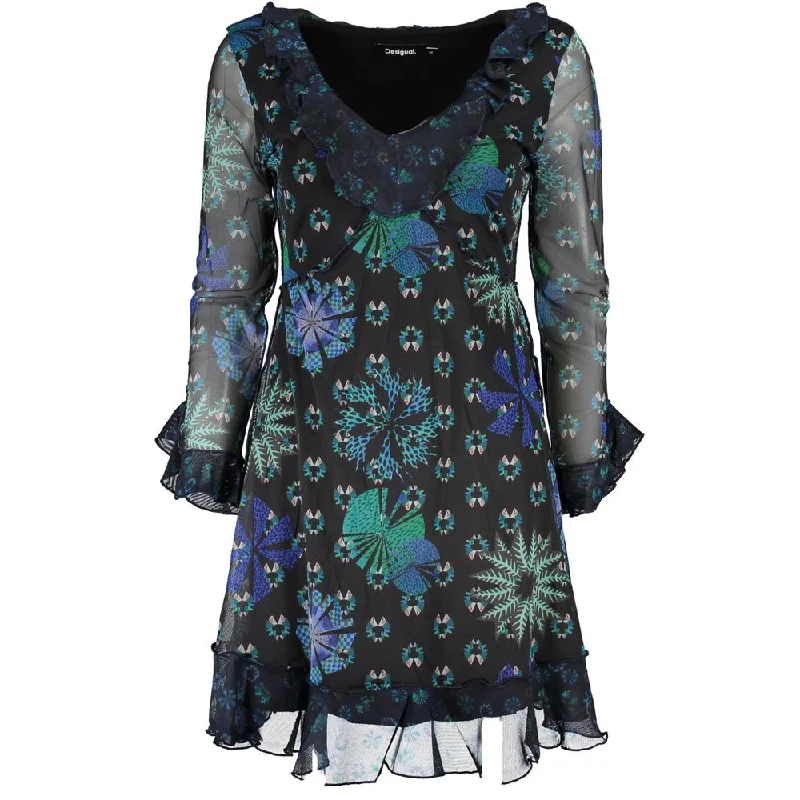 Desigual Chic Contrast Detail V-Neck Dress Tunics Handmade artisanal