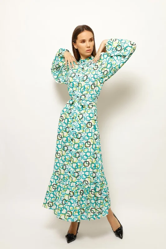 ELBISE QUADRATICAL FESTIVE VIBE LONG DRESS Tunics Luxurious premium