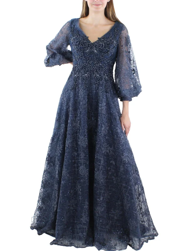 Womens Lace Embellished Evening Dress Tunics Print Colorful