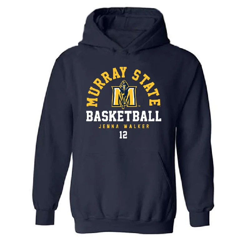 Murray State - NCAA Women's Basketball : Jenna Walker - Navy Classic Fashion Shersey Hooded Sweatshirt Hoodie with Print Artistic Unique Murray State - NCAA Women's Basketball : Jenna Walker - Navy Classic Fashion Shersey Hooded Sweatshirt Hoodie with Print Artistic Unique