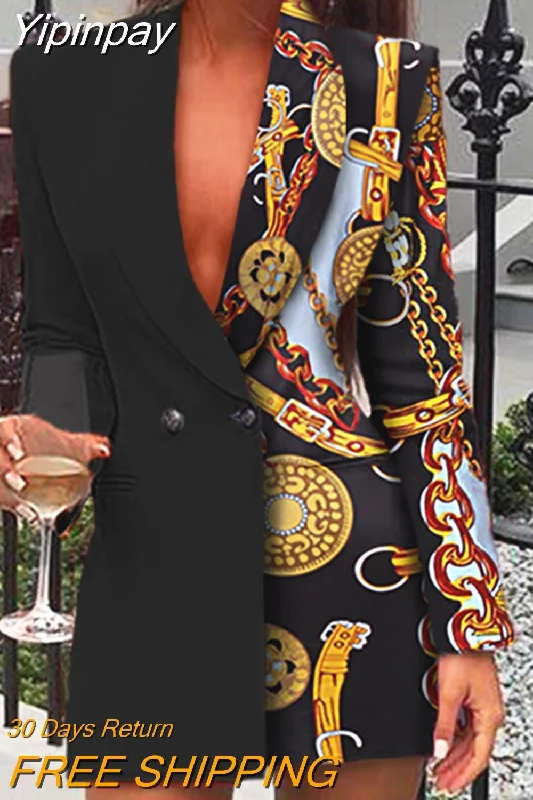 Yipinpay Women Sexy Deep V Neck Elegant Office Lady Buttons Bodycon Dress Patchwork Work Formal Dress Long Sleeve Slim Party Dress Tunics Running lightweight