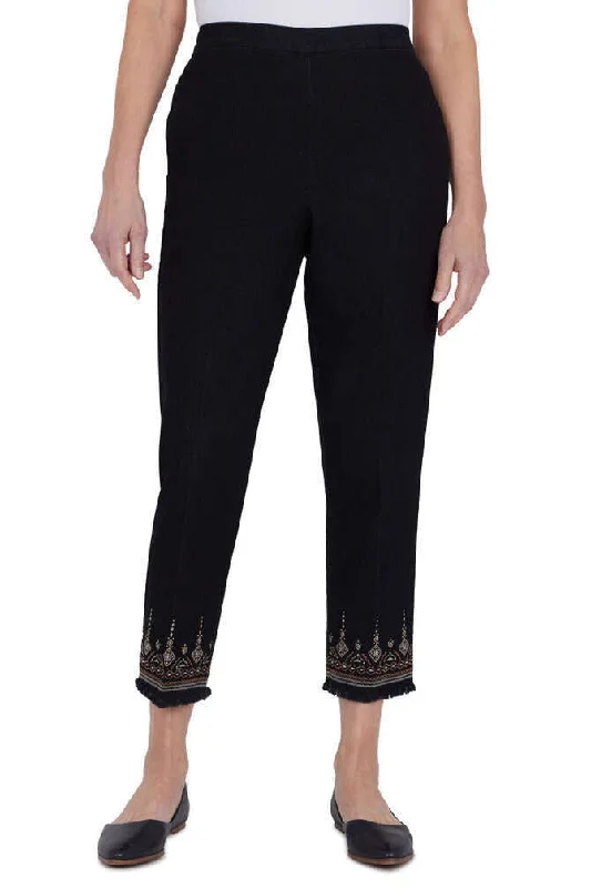 Second Nature Emb Ankle Pant Petite Fashionable Button-Up Pants